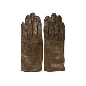 HELION PARIS Vintage Size 6.5 Brown Chevreau Leather Silk Lined Gloves – 1950s